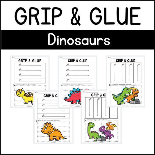 Dinosaur Grip and Glue Worksheets