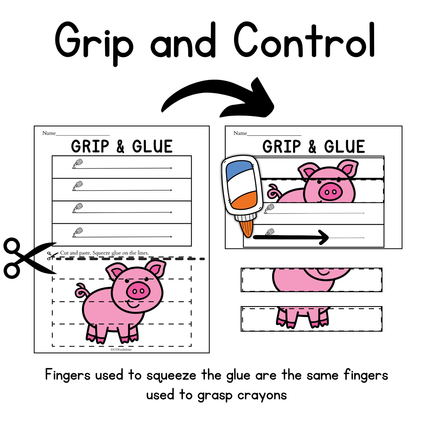 Farm Animals Grip and Glue Worksheets