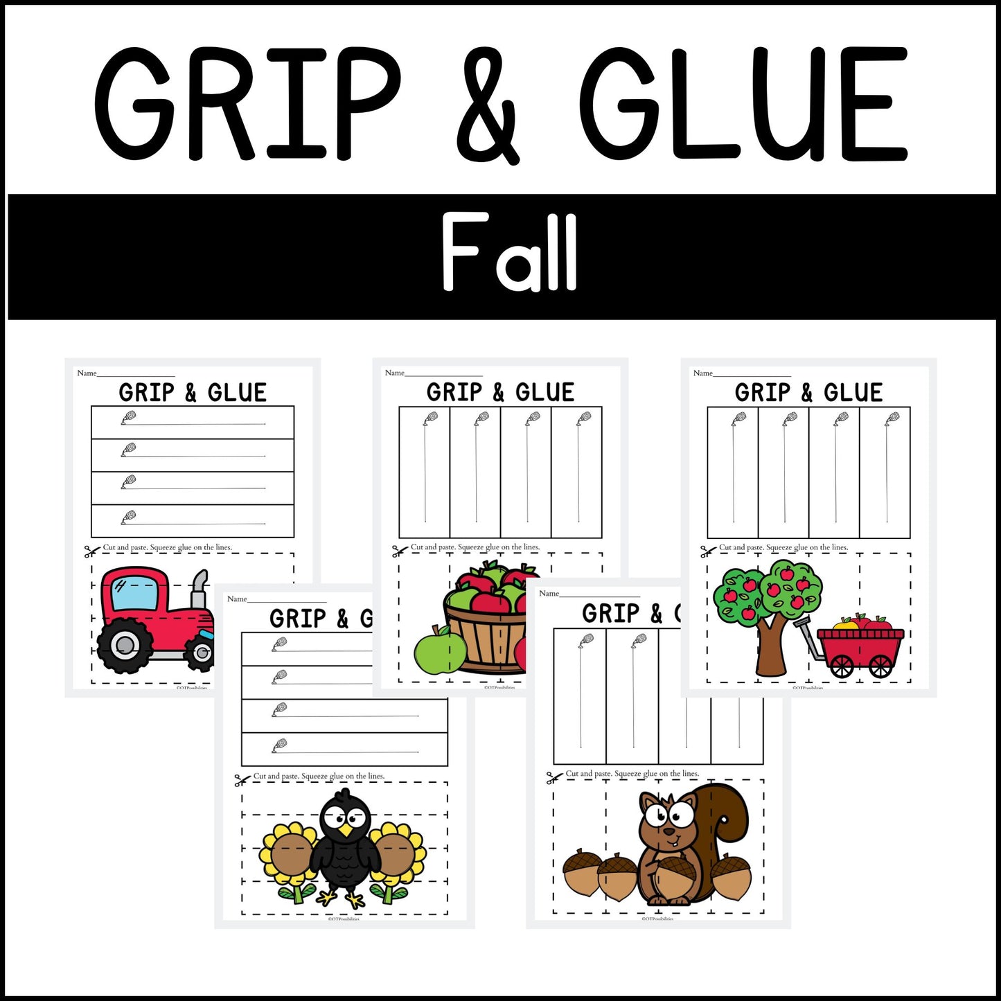 Fall Grip and Glue Worksheets