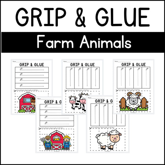 Farm Animals Grip and Glue Worksheets