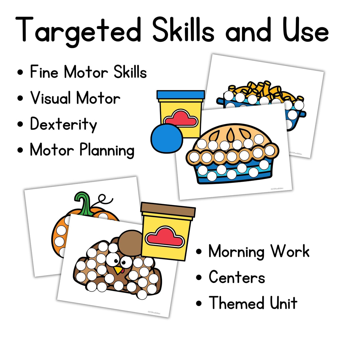 Thanksgiving Dot Marker Printable Playdough Mat Fine Motor Occupational ...