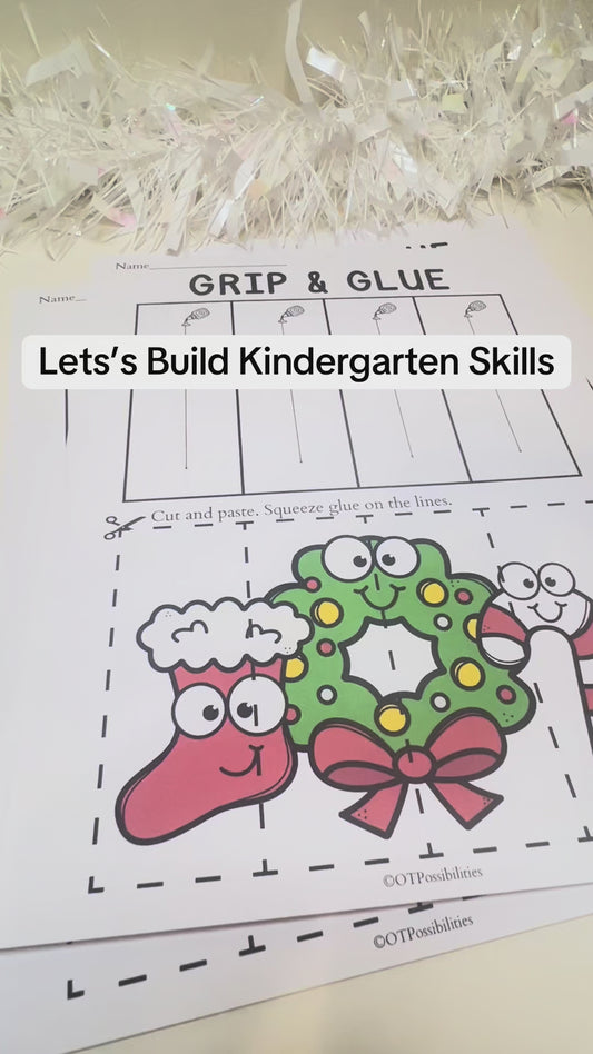 Christmas Grip and Glue Worksheets